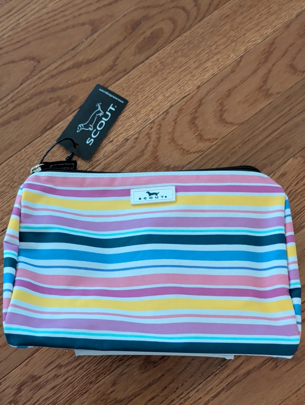 Scout Colorblock Stripe Travel Pouch in Pink, Yellow, Teal, Blue